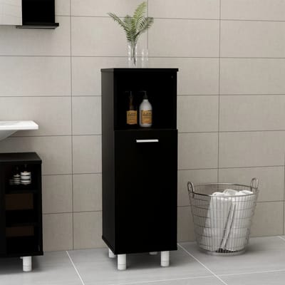 vidaXL - Badkamerkast - 30x30x95 - cm - bewerkt - hout - zwart