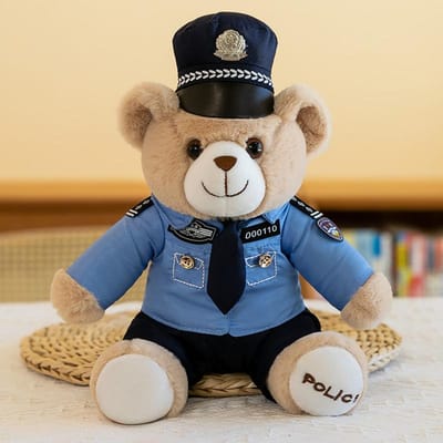 Poupée ours policier mignon officier pompier combinaison cycliste réfléchissante jouet en peluche cadeau poupée ours policier de la circulation 25cm