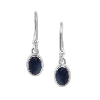 SilverGems Zilveren oorhangers met facet geslepen ovale Blauwe Saffier edelstenen