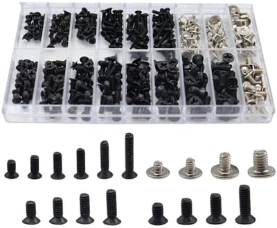 Dailygoods- Schroeven 360 Stuks - Assortiment M2/M2,5/M3 - Zwarte Schroeven - Hoogwaardige Koolstofstaal - Opbergdoos - Duurzaam en Slijtvast - Bevestigingsmateriaal