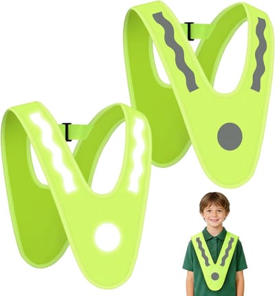 Reflecterende Veiligheidsvesten voor Kinderen - Set van 2 V-vormige Veiligheidsvesten voor Fietsen, Sporten, Hardlopen en Wandelen met Elastische Band