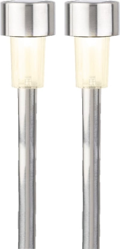 Lumineo Solar tuinlampen - 2x stuks - prikspots op zonne-energie - 24 cm - Prikspots tuinverlichting