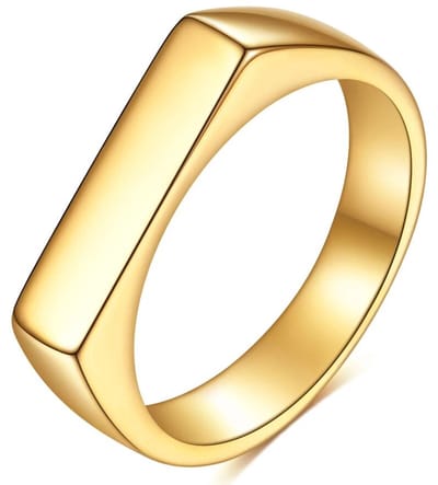 Zegelring Goud kleurig - Smal en Elegant - Staal - Ring Ringen Heren Dames - Papa Cadeau Voor Mannen - Vaderdag