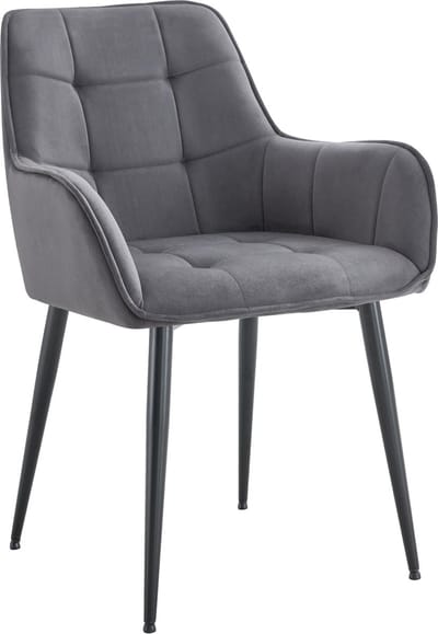 CLP Ferndale eetkamerstoel, fauteuil met beklede fluwelen hoes donkergrijs