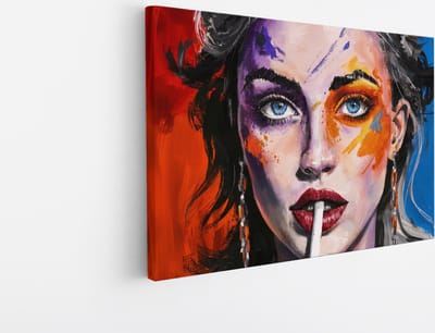 Saammp Canvas Schilderij - Abstract - sigaret - Vrouw - Blauw - 30x20 - Foto op canvas - Wanddecoratie - Muurdecoratie Woonkamer - Slaapkamer decoratie - Canvas Print
