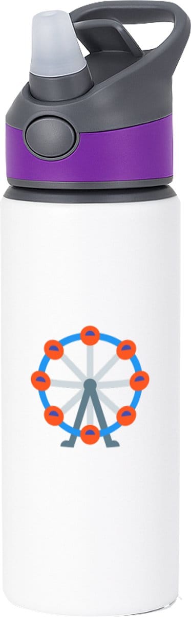 Hacebo® - Reuzenrad waterfles met rietje paars - Kind - Pretpark gangers - Attractie - pretpark - cadeau - water fles - 650ML