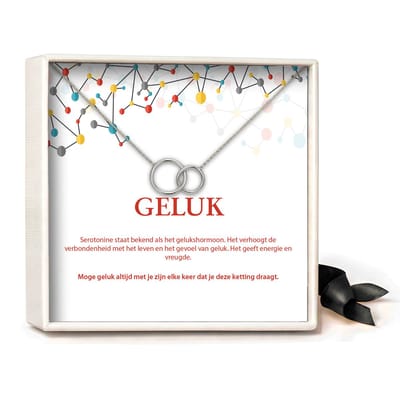 Pera Jewelry - 925 sterling zilveren Twee Ringen ketting - Geluk - Collier - Ketting Dames - Ketting met Hanger