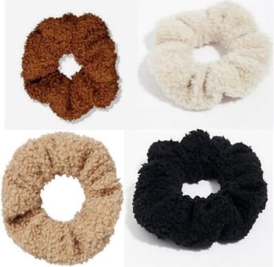 20 Teddy Scrunchies  - Haarelastiekjes - Haaraccessoires - 5 Bruin 5 Beige 5 Zwarte 5 Crème