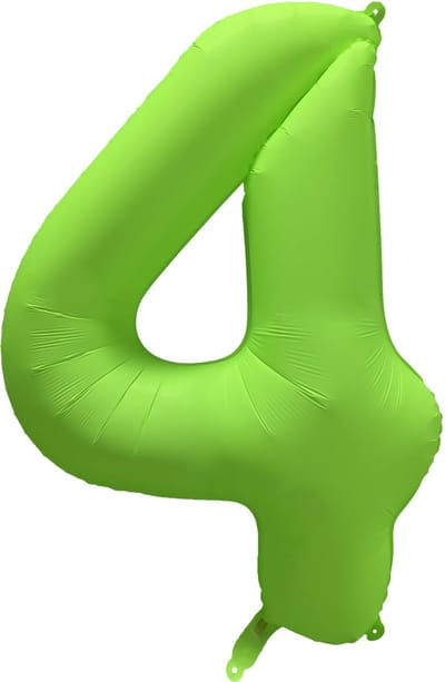 Riethmüller - Folieballon cijfer 4 - neon groen - 86 cm