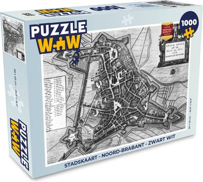 Puzzel Stadskaart - Noord-Brabant - Zwart Wit - Legpuzzel - Puzzel 1000 stukjes volwassenen - Plattegrond