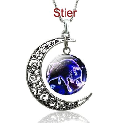 My Sweet Romance® Sterrenbeeld Stier Ketting – Lichtgevende Hanger – Taurus – Zilverkleurig – 47 cm – Glow in the Dark Sieraad