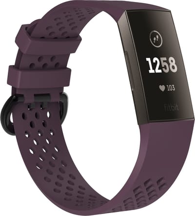 By Qubix - Compatible Fitbit bandje - geschikt voor Fitbit Charge 3 - Fitbit Charge 4 sport bandje - Maat: Large - Paars - Horlogeband - smartwatchbandje