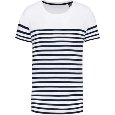 Kariban Marine-t-shirt ronde hals Bio kind K3035 - White / Navy Stripes - 6/8 Y (6/8 ans)