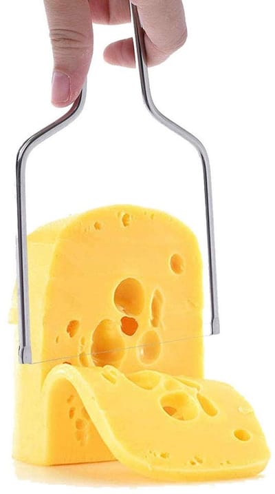 Dailygoods- Kaassnijder met Draad - Roestvrij Staal - Instelbare Dikte - Eenvoudig te Gebruiken - Gemakkelijk Schoon te Maken - 8.3x9.6cm - Kaasschaaf