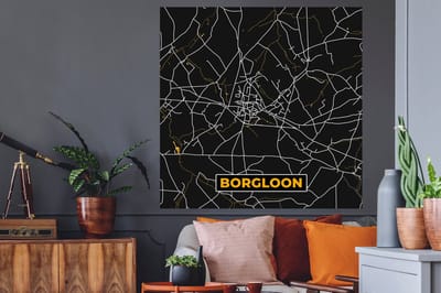 Muurstickers - Sticker Folie - Kaart - Borgloon - Goud - Stadskaart - Plattegrond - 120x120 cm - Plakfolie - Muurstickers Kinderkamer - Zelfklevend Behang XXL - Zelfklevend behangpapier - Stickerfolie