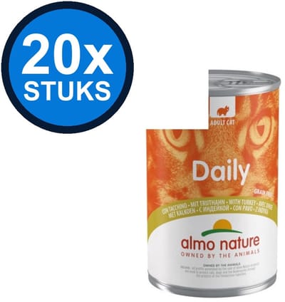 20x Almo Nature Daily - Kalkoen - Kattenvoer Natvoer Blik - 400g