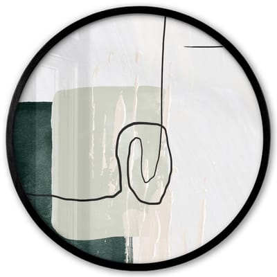 Poster in lijst Rond - Fotolijst 40x40 cm - Posters - Abstract - Kunst - Groen - Wit - Verf - Ronde posterlijst zwart - Decoratie - Wanddecoratie woonkamer - Muurdecoratie slaapkamer