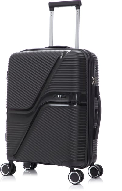 SB Travelbags Handbagage koffer 55cm 4 dubbele wielen trolley - Zwart