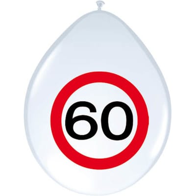 Folat - Ballonnen verkeersbord 60 (8 stuks)
