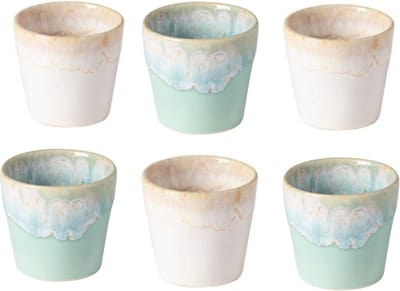 Costa Nova Grespresso espresso kopjes set van 6 in de kleuren Aqua - 6 cm - 0,9 L