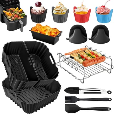 Siliconen Bakvormen voor Airfryer 2000 Series 6.2L, 18-delig Accessoire Set met Grillrooster, Cakevorm en Broodvorm voor Gezond Bakken