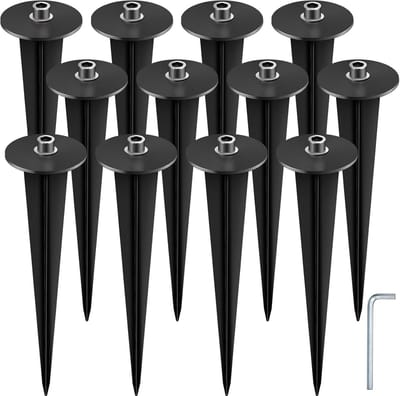 12 stuks 15 cm Metalen Grondspikes voor Zonne-verlichting - Aluminium Tuinverlichting Spikes - Zwart
