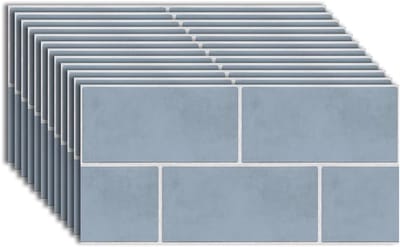 VHV - Tegelstickers - Tegelstickers keuken - Tegelstickers badkamer - Muurstickers - Waterdicht - Zelfklevend - Vintage - Set van 20 - 30 x 15 cm - Lichtblauw