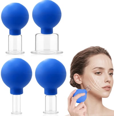 Ynkkvre - Facial Cupping – Cupping Set Massage – Cupping – Gezicht Cupping – Gezichtsmassage Apparaat – Gezichtsmassage Apparaat – 4 Verschillende Maten – Lymfedrainage Werking – Vacuüm Silicone Cups – Geschikt voor Beginners