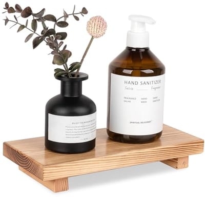 Badkamer Organizer voor Keuken en Badkamer - Decoratief Houten Voetstuk en Dienblad - Bruin