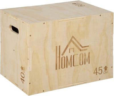 Plyo Box - Houten Sprungbox - 45x40x60cm Met Handgrepen - Tot 120kg Belastbaar - Voor Thuis En Fitness - Natur