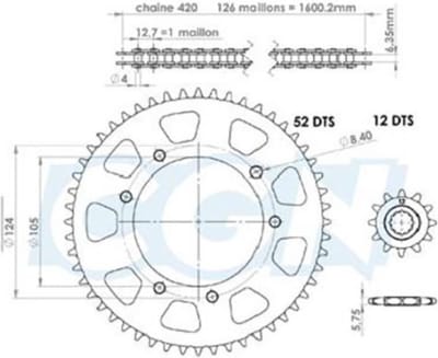 Kit chaîne Teknix pour Moto Peugeot 50 XP6 SM Neuf