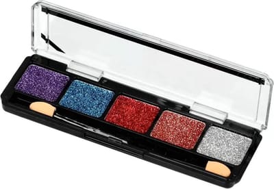 Leticia Well - Glitter Cream Make-up Palette - Crème Textuur - Ogen en Lippen en Huid - 5 tinten paars/blauw/rood/koper/zilver - nummer 04