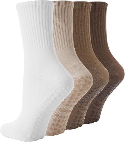 OIMG tennissokken 4-Pack - ballet - Pilates Sokken - Yoga Sokken - Dames en Heren anti slip - One size fits all - Gripsokken voor Yoga Pilates Ballerina Ballet - Fietssokken Wielrensokken Fiets tennissokken & Voetbal