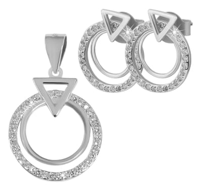 AKZENT Akzent Dames sieradenset "Rahel" aus 925 Sterlingzilver mit Zirkonia, gerhodineerd,