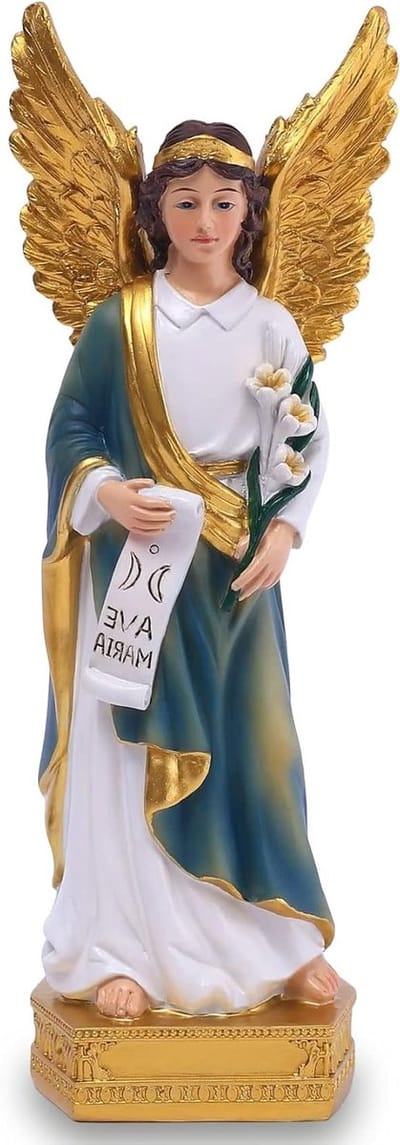 Beeld van de Aartsengel Gabriël, 20.3 cm hoog, resin, ideaal als religieus cadeau en voor interieurdecoratie, symbolisch figuur voor thuis en gebed