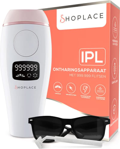 Shoplace IPL Laser Ontharingsapparaat - 999.999 Flitsen - IPL Lichtontharing - Laser Ontharingsapparaat - Inclusief beschermbril en scheermes