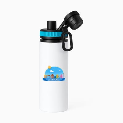 Hacebo® - Curacao waterfles met draaidop blauw - Wereld - Vakantieliefhebber - Antillen - handelskade - water fles - 850ML