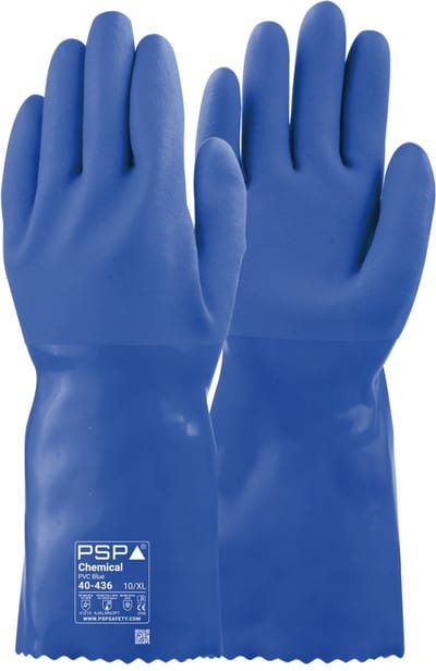 2 paar - Chemisch bestendige werkhandschoenen PSP 40-436 Chemical PVC Blue 36 cm, maat 09 / L