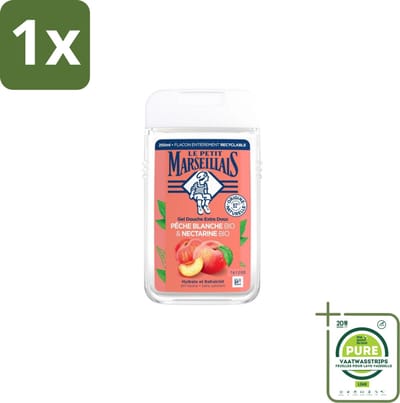1 x Le Petit Marseillais – Douchegel – Pêche Blanche & Nectarine Bio – 250 ml - Douchegel - Biologische Douchegel - Perzik En Nectarine - Fruitige Geur - Zachte Reiniging