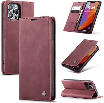 CaseMe Hoesje - Geschikt voor iPhone 16 Pro Max Hoesje - CaseMe 013 Book Case - Bordeaux