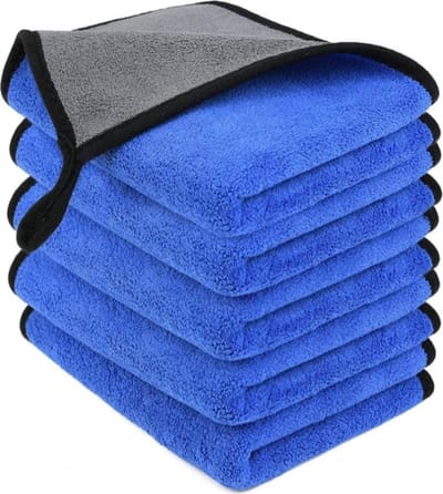 Microvezel poetsdoek - Microvezel autodoek - 10stuks - 40/40cm - Blauw/grijs - Auto schoonmaken - Microvezel - Auto poetsdoek