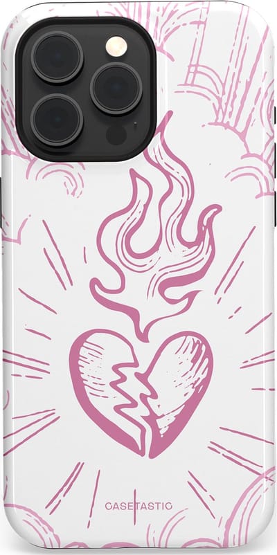 Casetastic Hoesje Geschikt voor Apple iPhone 15 Pro Max Magsafe - Stijlvolle Beschermende Duo-layer Case - Roze Liefdesvlam