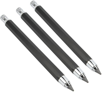 Dailygoods- Markeerpotloden 5,6 mm - Set van 3 - Ingebouwde Puntenslijper - Draagbaar - Voor Houtbewerking - Geschikt voor Schoolgebruik - Potloden