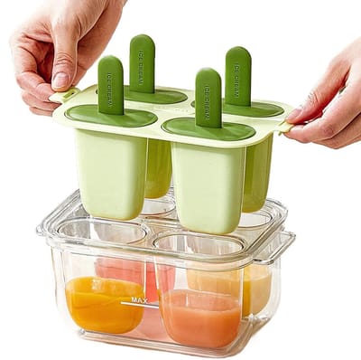 Dailygoods- Vorm voor Crème - 4 Vakken - Druppelvrij Ontwerp - Anti-aanbaklaag - Voor Vriezer - Gemakkelijk te Ontvormen - Herbruikbaar - Ijsblokjesvorm