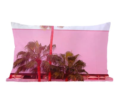 Sierkussens - Kussentjes Woonkamer - 50x30 cm - Palm - Tuinposter - Roze