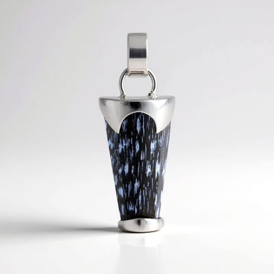 Cavill - Zilveren Hanger - 925 Sterling Zilver Geplatineerd - 10 ct Versteend Jambi Palhout Fancy Cabochon - Bali Barong Stijl - Elegant 34x15 mm