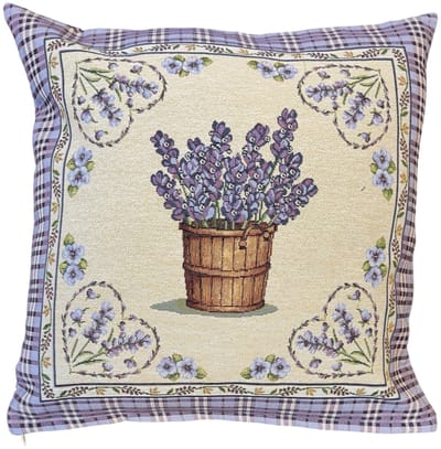 Kussenhoes - luxe gobelinstof -Lavanda closed- Lavendel - 45 x 45 cm