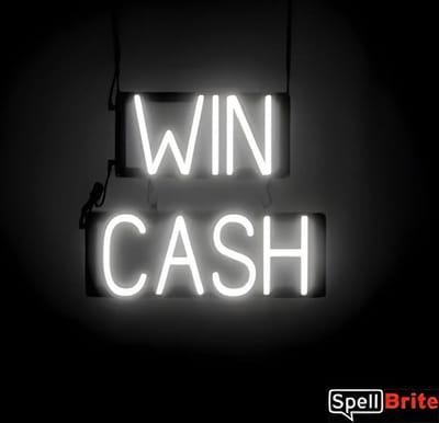 WIN CASH - Lichtreclame Neon LED bord verlicht | SpellBrite | 44 x 38 cm | 6 Dimstanden - 8 Lichtanimaties | Reclamebord neon verlichting