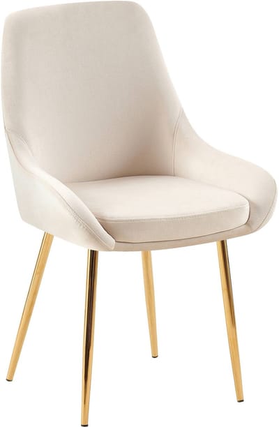 CLP Elmira Eetkamerstoel - Klassiek - Met rugleuning - Met armleuning - Met rugleuning - Velvet - goud/creme