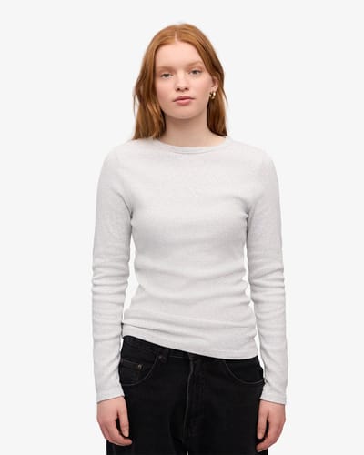 Organic Rib long sleeve T-Shirt snow melange - maat xs